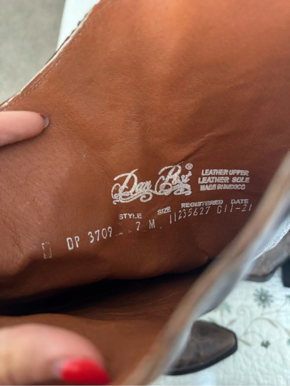 Dan Post Brown Distressed Leather Embroidered Cowboy Boots NWT